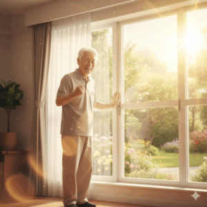 Gemini_自立して歩けるようになった喜びと、退院後の明るい未来を象徴する写真