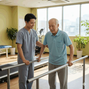 Gemini_リハビリに励む高齢者と、それをサポートする専門家（理学療法士など）の様子