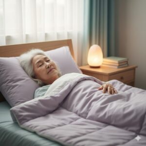 高齢者が穏やかに眠っているイメージ AI生成